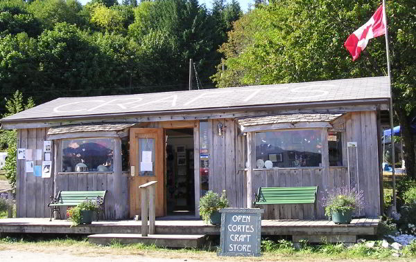 Front entrance to Cortes Craft Shop in Squirrel Cove, Desolation Sound