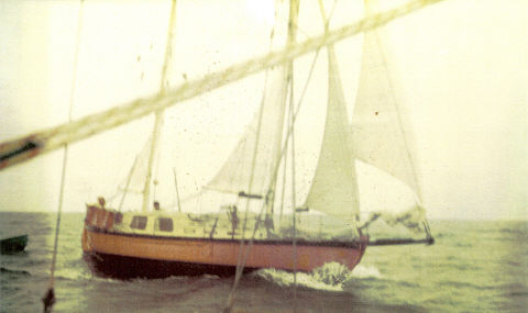 Bob and Rosemary Clarkson sailing Te Rapunga, 1974